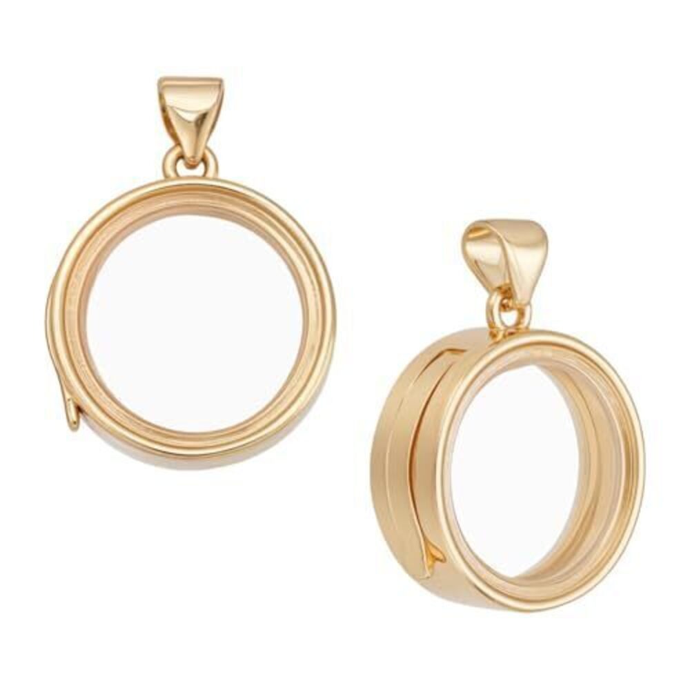 9339 2Pcs Real 18K Gold Plated Memory Locket Pendants 20mm Long Crystal